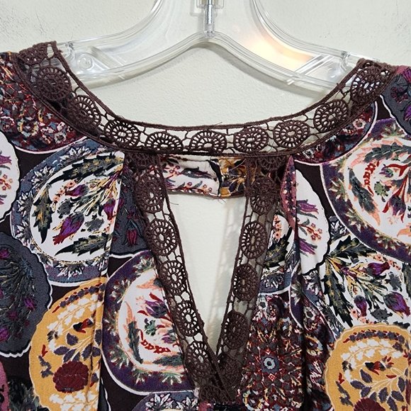 Umgee boho oversized short dress / tunic top V cut out back woman's size medium - Picture 11 of 12